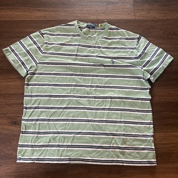 Polo Ralph Lauren Polo T Shirt Striped Green Men's L Classic Fit - Picture 1 of 5